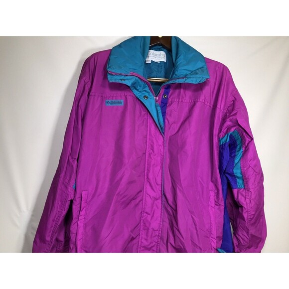 Vtg 90s Women's Columbia Bugaboo Radial Sleeve Jacket Purple/Blue Neon L - Picture 3 of 9